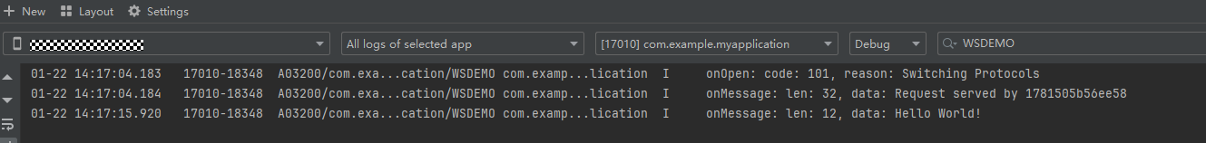 Demo log output