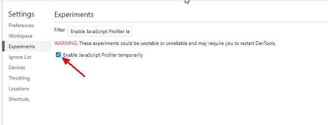 启用JavaScript Profiler功能
