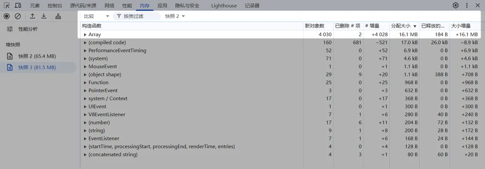 对比页面信息