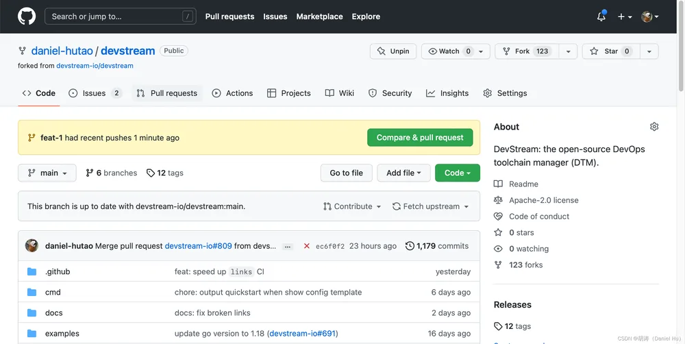 Compare & pull request